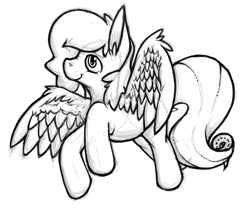 Size: 580x476 | Tagged: safe, artist:trippiehippie, imported from derpibooru, pegasus, pony, monochrome, solo