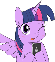 Size: 667x750 | Tagged: safe, artist:timorikawa, imported from derpibooru, twilight sparkle, alicorn, pony, female, mare, phone, pixiv, selfie, smartphone, solo, twilight sparkle (alicorn), wink