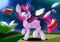 Size: 1280x904 | Tagged: safe, artist:madacon, imported from derpibooru, twilight sparkle, alicorn, pony, book, female, magic, mare, solo, twilight sparkle (alicorn)