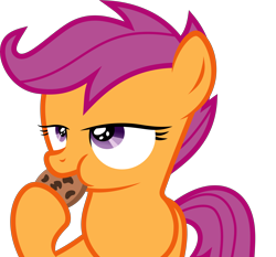 Size: 6000x5602 | Tagged: dead source, safe, artist:sir-teutonic-knight, imported from derpibooru, scootaloo, pegasus, pony, absurd resolution, chocolate, cookie, cute, cutealoo, eating, female, food, hoof hold, puffy cheeks, raised hoof, simple background, solo, transparent background, vector