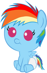 Size: 607x940 | Tagged: dead source, safe, artist:megarainbowdash2000, imported from derpibooru, rainbow dash, baby, baby dash, cute, dashabetes, diaper, female, filly, filly rainbow dash, foal, simple background, solo, transparent background, vector, younger