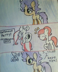 Size: 653x808 | Tagged: safe, artist:macroscopicponies, imported from derpibooru, twilight sparkle, oc, oc:lover heart, oc:peppermint pattie, oc:pumpkin spice, alicorn, comic, dialogue, hair, macro, micro, prince dusk, rule 63, traditional art