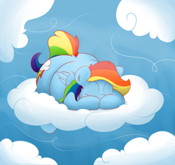 Size: 2650x2500 | Tagged: safe, artist:graphenescloset, imported from derpibooru, rainbow dash, pegasus, pony, adorafatty, chubby, cloud, cloudy, cute, dashabetes, fat, female, mare, rainblob dash, sleeping, solo, tubby wubby pony waifu