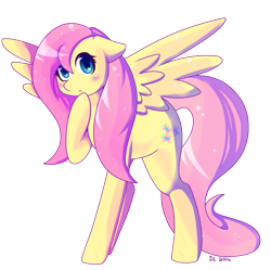 Size: 777x773 | Tagged: safe, artist:daikaluff, imported from derpibooru, fluttershy, pegasus, pony, blushing, cute, female, floppy ears, looking at you, mare, shyabetes, simple background, solo, spread wings, transparent background