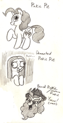 Size: 516x1000 | Tagged: safe, artist:mickeymonster, imported from derpibooru, pinkie pie, beard, monochrome, pinkamena diane pie, pirate, traditional art