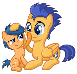 Size: 1944x1872 | Tagged: safe, artist:thecheeseburger, imported from derpibooru, first base, flash sentry, pegasus, pony, boop, brothers, cute, diasentres, duo, orange bros, petting, prone, raised eyebrow, sitting, smiling
