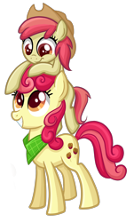 Size: 1656x2736 | Tagged: safe, artist:thecheeseburger, imported from derpibooru, apple bumpkin, liberty belle, earth pony, pony, apple family, apple family member, duo, female, hat, mare, neckerchief, simple background, sisters, transparent background