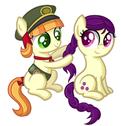 Size: 1656x1728 | Tagged: safe, artist:thecheeseburger, imported from derpibooru, boysenberry, tag-a-long, earth pony, pony, braiding, cute, duo