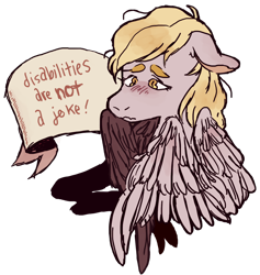 Size: 1280x1353 | Tagged: safe, artist:artemis, imported from derpibooru, derpy hooves, pegasus, pony, derpygate, female, feminist ponies, mare, mouthpiece, old banner, op is a duck, positive ponies, social justice, social justice warrior, solo, subversive kawaii, tumblr