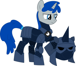 Size: 3470x3000 | Tagged: safe, artist:ruinedomega, imported from derpibooru, oc, oc only, oc:sapphire aegis, pony, unicorn, armor, night guard, ponyscape, sapphire, solo, standing, vector