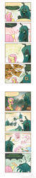 Size: 891x4333 | Tagged: safe, artist:howxu, imported from derpibooru, fluttershy, queen chrysalis, changeling, changeling queen, hydra, nymph, pegasus, pony, comic:chrysalis's fluttered adventure, blushing, changeling feeding, chrysalis's fluttered adventure, chrysashy, comic, cute, cute citizens of wuvy-dovey land, cutealis, female, hnnng, innocent kitten, multiple heads, shyabetes