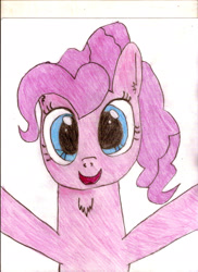 Size: 1700x2338 | Tagged: safe, artist:xgexya, imported from derpibooru, pinkie pie, female, smiling, solo, traditional art