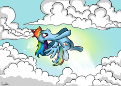 Size: 3500x2500 | Tagged: safe, artist:phoenixdash, imported from derpibooru, rainbow dash, cloud, cloudy, female, flying, solo