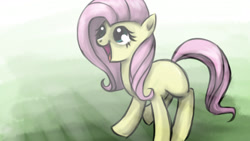 Size: 2560x1440 | Tagged: safe, artist:shirl-ame, imported from derpibooru, fluttershy, earth pony, pony, blank flank, earth pony fluttershy, female, mare, missing cutie mark, race swap, solo, wingless