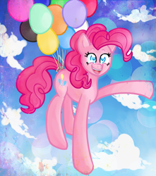 Size: 775x875 | Tagged: safe, artist:ringettechic7, imported from derpibooru, pinkie pie, balloon, female, solo, then watch her balloons lift her up to the sky