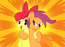 Size: 2329x1690 | Tagged: safe, artist:miroslav46, imported from derpibooru, apple bloom, scootaloo, friendship