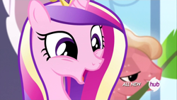 Size: 1920x1080 | Tagged: safe, imported from derpibooru, screencap, crystal varado, princess cadance, crystal pony, pony, equestria games (episode), cute, cutedance, faic, happy, hub logo, open mouth, smiling