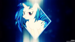 Size: 1920x1080 | Tagged: safe, artist:illumnious, artist:moongazeponies, edit, imported from derpibooru, dj pon-3, vinyl scratch, pony, unicorn, female, glow, glowing, lens flare, mare, solo, vector, wallpaper, wallpaper edit