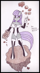 Size: 445x820 | Tagged: safe, artist:drpain, imported from derpibooru, maud pie, anthro, comics, crossover, dc comics, earth pony magic, earthbending, female, rock, solo, teen titans, terra (dc comics), terra (teen titans), terrakinesis