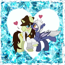 Size: 1100x1100 | Tagged: safe, artist:kazziepones, imported from derpibooru, oc, oc only, bat pony, pony, fedora, female, hat, heart, male, shipping, straight