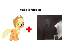 Size: 960x720 | Tagged: safe, imported from derpibooru, applejack, crossover, exploitable meme, eyeless jack, make it happen, meme