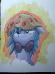 Size: 1944x2592 | Tagged: safe, artist:flowbish, imported from derpibooru, dj pon-3, vinyl scratch, female, food, meat, pepperoni, pepperoni pizza, pizza, solo, traditional art