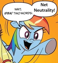 Size: 334x366 | Tagged: safe, idw, imported from derpibooru, applejack, rainbow dash, exploitable meme, meme, net neutrality, two words meme