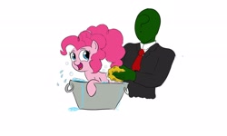 Size: 2048x1228 | Tagged: safe, artist:frikdikulous, imported from derpibooru, pinkie pie, oc, oc:anon, bath, colored, simple background, sketch, tub