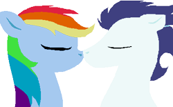 Size: 415x257 | Tagged: safe, artist:pdorothynics, imported from derpibooru, rainbow dash, soarin', eyes closed, female, male, shipping, soarindash, straight