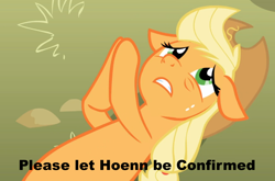 Size: 944x623 | Tagged: safe, imported from derpibooru, applejack, applepray, female, image macro, meme, pokémon, solo, troll