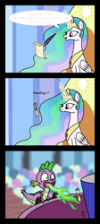 Size: 1400x3139 | Tagged: safe, artist:123turtleshell, imported from derpibooru, princess celestia, spike, equestria games (episode), comic, equestria games