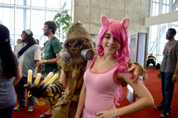 Size: 1024x681 | Tagged: safe, artist:hollywoodenvy, imported from derpibooru, pinkie pie, human, comic con, cosplay, irl, irl human, photo, scarecrow