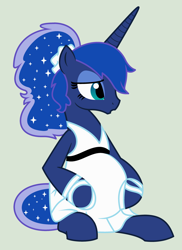 Size: 2840x3896 | Tagged: safe, artist:evilfrenzy, imported from derpibooru, princess luna, :o, alternate hairstyle, clothes, dress, female, ponytail, pregnant, scrunchie, simple background, sitting, solo, tired, vector