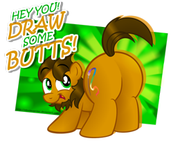 Size: 1024x834 | Tagged: safe, artist:aleximusprime, imported from derpibooru, oc, oc only, oc:alex the chubby pony, alex, alex the chubby pony, butt, butt shake, chubby, cute, plot, plump, ponysona, raised tail, solo, tail