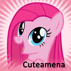 Size: 1024x1024 | Tagged: safe, artist:dtkraus, imported from derpibooru, pinkie pie, cute, cuteamena, female, looking at you, meta, official spoiler image, open mouth, pinkamena diane pie, smiling, solo, spoilered image joke, vector