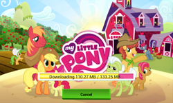 Size: 800x480 | Tagged: safe, imported from derpibooru, apple pie (character), apple split, applejack, babs seed, big macintosh, granny smith, half baked apple, perfect pie, earth pony, pony, apple family, apple family member, barn, cutie mark, filly, game, gameloft, male, spoiler, stallion, sweet apple acres