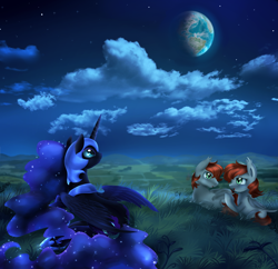 Size: 3893x3765 | Tagged: safe, artist:pridark, imported from derpibooru, nightmare moon, oc, bat pony, pony, fanfic art, night