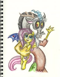 Size: 2395x3060 | Tagged: safe, artist:maryhalley, imported from derpibooru, discord, fluttershy, traditional art