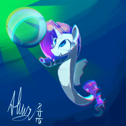 Size: 4000x4000 | Tagged: safe, artist:alumx, imported from derpibooru, rarity, sea pony, female, seaponified, seapony rarity, solo, species swap, underwater