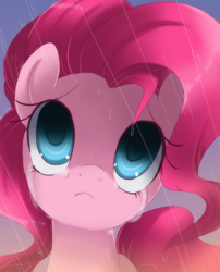 Size: 600x742 | Tagged: dead source, safe, artist:loyaldis, imported from derpibooru, pinkie pie, crying, female, rain, sad, solo