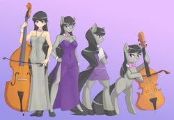 Size: 2903x2001 | Tagged: safe, artist:jonfawkes, imported from derpibooru, octavia melody, anthro, human, semi-anthro, anthro chart, cello, clothes, humanized, musical instrument, pantyhose