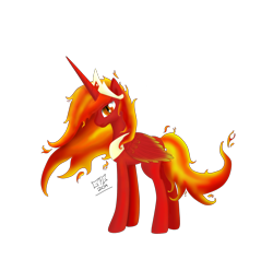 Size: 1498x1486 | Tagged: safe, artist:goforgold, imported from derpibooru, nightmare star, princess celestia, alicorn, pony, female, fire, solo, standing