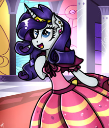 Size: 1200x1400 | Tagged: safe, artist:kikirdcz, imported from derpibooru, rarity, pony, bipedal, clothes, dress, female, gala dress, skirt, solo