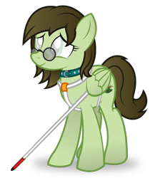 Size: 1415x1630 | Tagged: safe, artist:icaron, imported from derpibooru, oc, oc only, oc:green tea, pegasus, pony, blind, show accurate, solo