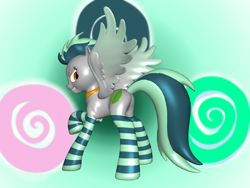 Size: 2000x1500 | Tagged: safe, artist:askqueenscarlett, imported from derpibooru, oc, oc only, oc:mint, pegasus, pony, 3d, clothes, socks, solo, striped socks