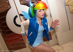 Size: 2048x1462 | Tagged: safe, artist:scruffyrebel, imported from derpibooru, rainbow dash, human, cosplay, irl, irl human, photo, solo