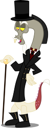 Size: 2975x7620 | Tagged: safe, artist:atomicmillennial, imported from derpibooru, part of a set, discord, inspiration manifestation, absurd resolution, alternate universe, cane, clothes, coat, gentleman, handsome, hat, her inspiration manifests, male, part of a series, solo, story in the source, top hat