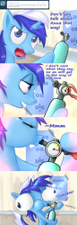 Size: 1000x2921 | Tagged: safe, artist:dazko, imported from derpibooru, minuette, pony, unicorn, ask doctor colgate, ask, comic, dialogue, female, gas tank, inflated head, inflation, kissing, laughing gas, solo, stupidity, tumblr