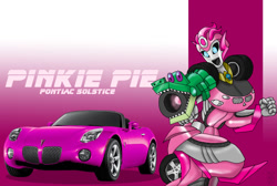 Size: 1024x687 | Tagged: safe, artist:inspectornills, imported from derpibooru, gummy, pinkie pie, crossover, pontiac, pontiac solstice, species swap, transformers, transformers prime