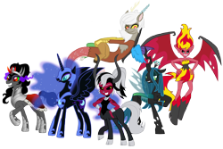 Size: 12727x8506 | Tagged: artist needed, source needed, safe, artist:90sigma, artist:jaquelindreamz, artist:theshadowstone, artist:tourniquetmuffin, imported from derpibooru, discord, king sombra, lord tirek, nightmare moon, queen chrysalis, sunset shimmer, alicorn, centaur, changeling, changeling queen, demon, draconequus, taur, unicorn, equestria girls, absurd resolution, antagonist, eris, female, girl's night out, lady tirek, queen umbra, rule 63, sunset satan